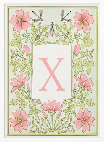 Art Nouveau Letter X | Poster - White Frame Interior
