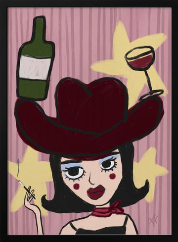 Sassy Cowgirl Pop Art | Poster - Black Metal Frame Interior