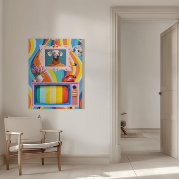 Stylish Dog Retro Vibe | Canvas - Room Interior 1