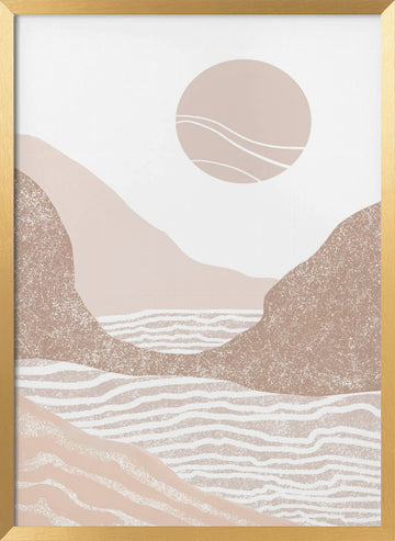 Boho Mountain Sun | Poster - Gold Frame Interior