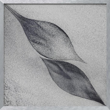 Grey Organic Leaves | Poster - Silver Frame Interior