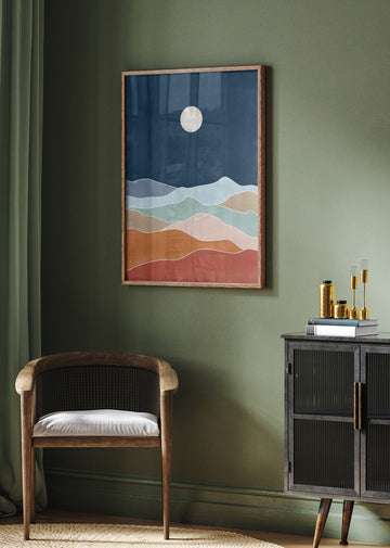 Layered Moonlit Mountains | Poster - Room Interior 2
