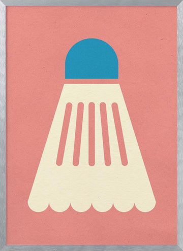 Badminton White Blue | Poster - Silver Frame Interior