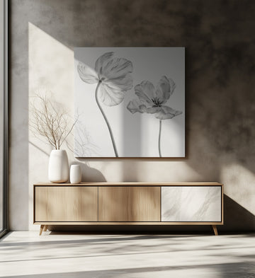 Graceful Monochrome Tulips | Canvas - Room Interior 2