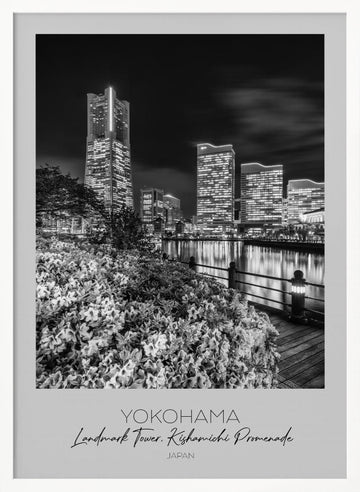 Yokohama Night Landmark Promenade | Poster - White Frame Interior