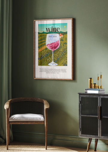 Vineyard Wine Glass | Poster - Room Interior 2