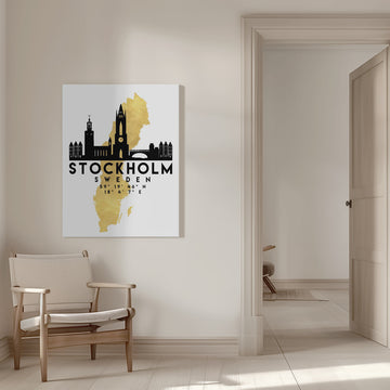 Stockholm Gold Map Skyline | Canvas - Room Interior 1