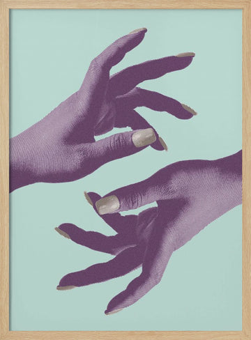 Purple Hands Connection | Poster - Wood Frame Interior