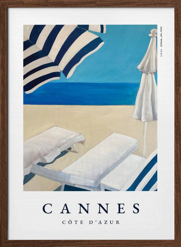 Blue Beach Serenity | Poster - Walnut Frame Interior