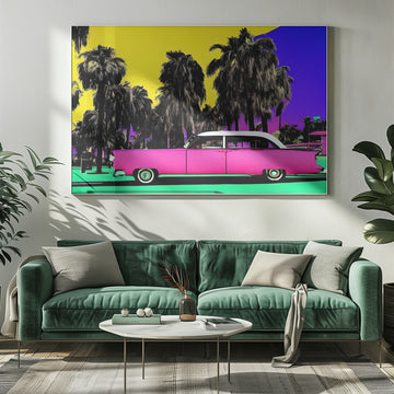 Pink Retro Palm Scene | Poster - Room Interior 1