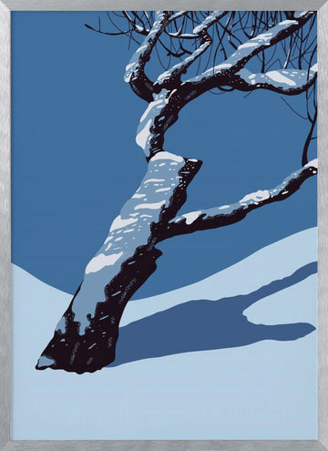 Snowy Winter Tree | Poster - Silver Frame Interior