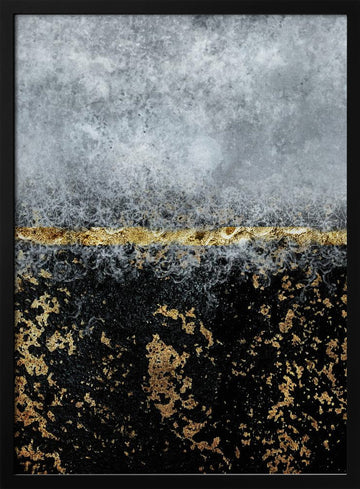Golden Horizon Abstract | Poster - Black Metal Frame Interior