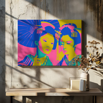 Vibrant Japanese Geishas | Canvas - Room Interior 2