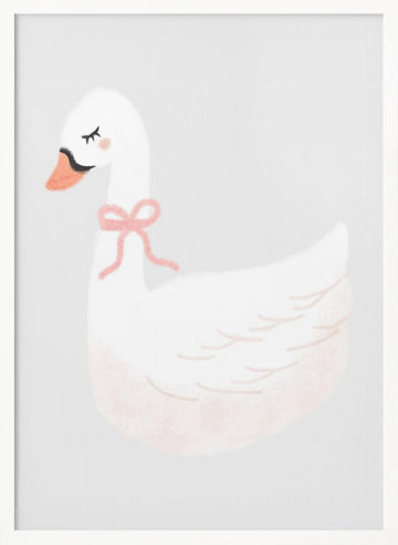 Cute Swan with Bow | Poster - White Frame Interior