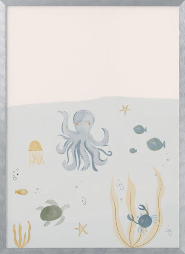 Gentle Ocean Friends | Poster - Silver Frame Interior