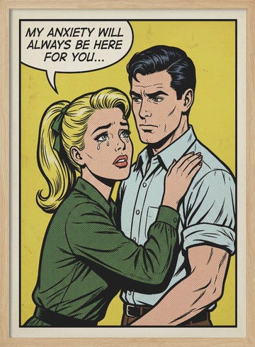 Crying Woman Anxiety Pop Art | Poster - Wood Frame Interior