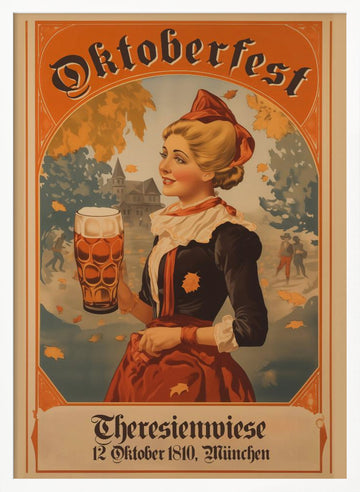 Oktoberfest Bavarian Woman | Poster - White Frame Interior