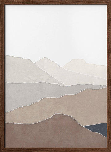 Muted Mountain Landscape | Poster - Walnut Frame Interior