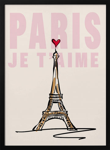 Paris Je T'aime Sketch | Poster - Black Metal Frame Interior