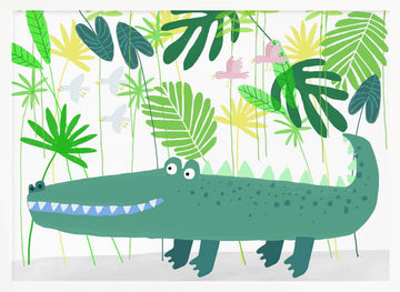 Smiling Alligator Jungle | Poster - White Frame Interior