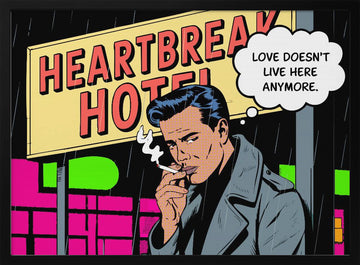Retro Heartbreak Hotel | Poster - Black Metal Frame Interior