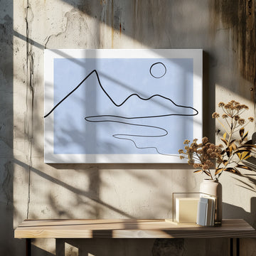 Minimalist Mountain Lake Sun | Canvas - Room Interior 2