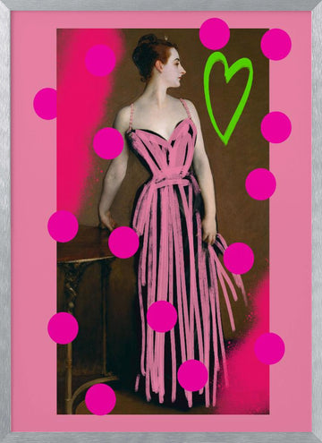 Pink Graffiti Lady | Poster - Silver Frame Interior