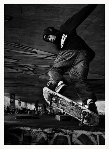 Skateboarder Urban Trick | Poster - White Frame Interior