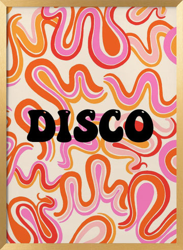 Groovy Disco Waves | Poster - Gold Frame Interior