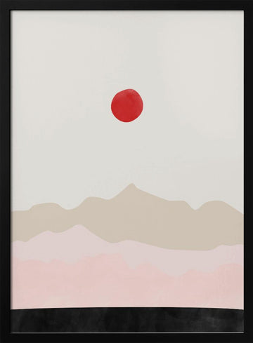 Minimalist Sun Mountains | Poster - Black Metal Frame Interior