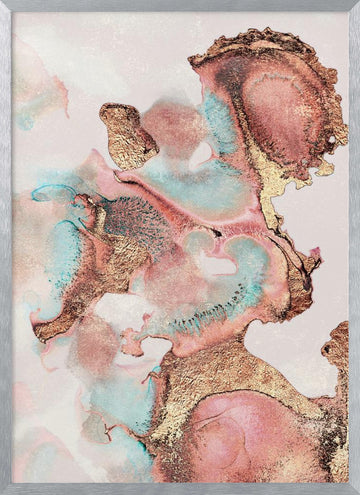 Liquid Gold and Teal | Poster - Silver Frame Interior