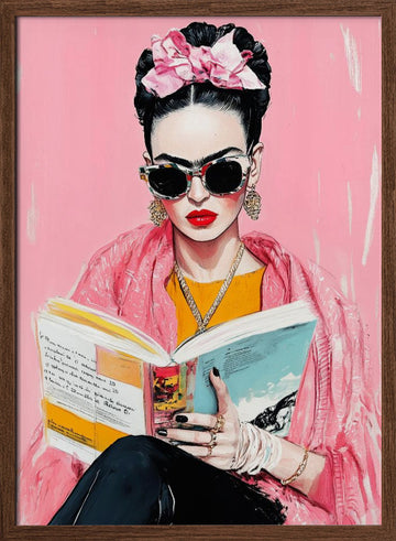 Fashionable Book Lover | Poster - Walnut Frame Interior