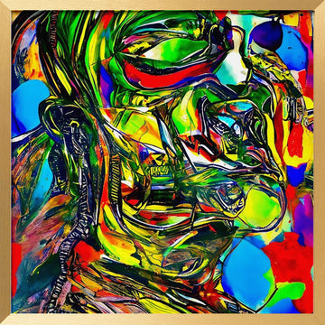 Vibrant Abstract Face | Poster - Gold Frame Interior