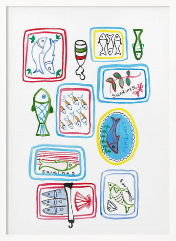 Colorful Sardine Collection | Poster - White Frame Interior
