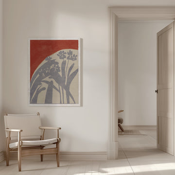 Red And Grey Botanicals | Canvas - Room Interior 1
