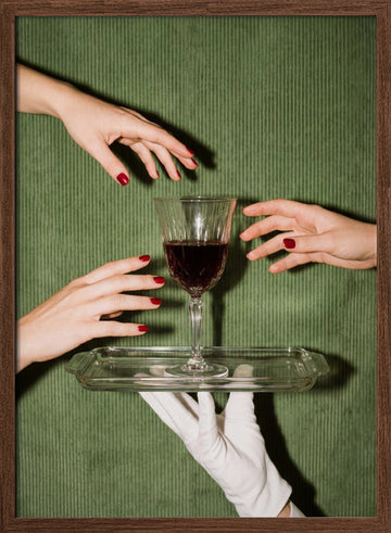Elegant Wine Service | Poster - Walnut Frame Interior