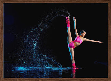 Dynamic Dance Water Splash | Poster - Walnut Frame Interior