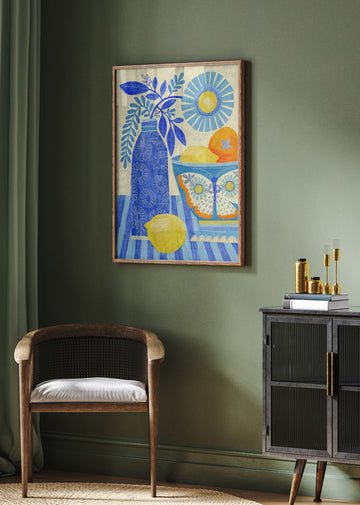 Blue Citrus Still Life | Poster - Room Interior 2
