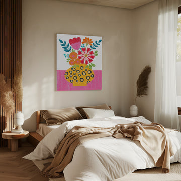 Colorful Folk Flower Vase | Canvas - Room Interior 2