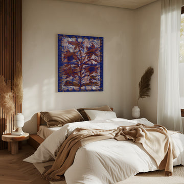 Blue Botanical Flourish | Canvas - Room Interior 2