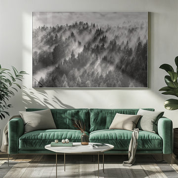 Misty Forest Light Rays | Poster - Room Interior 1