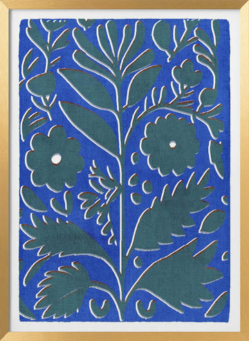 Vibrant Blue Botanicals | Poster - Gold Frame Interior