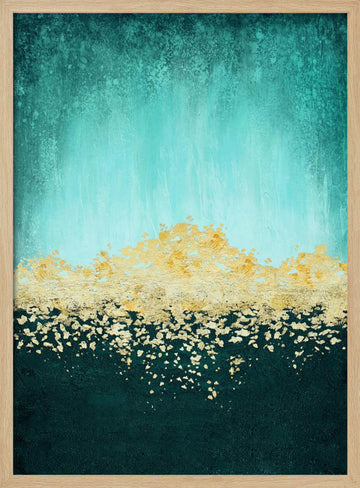 Golden Sea Glimmer | Poster - Wood Frame Interior