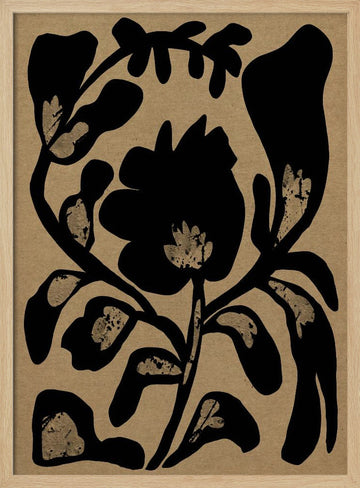 Black Botanical Silhouette | Poster - Wood Frame Interior