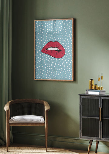 Biting Red Lip | Poster - Room Interior 2