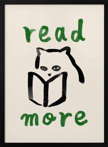 Cozy Reading Cat | Poster - Black Metal Frame Interior