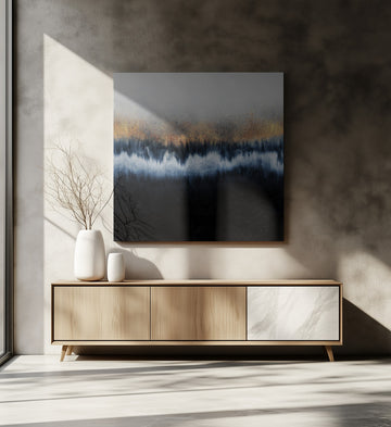 Golden Indigo Flow | Canvas - Room Interior 2
