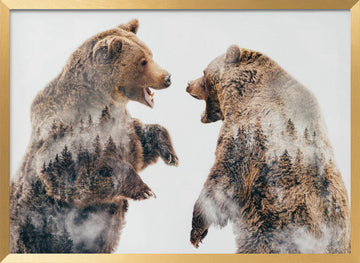 Roaring Forest Bears | Poster - Gold Frame Interior