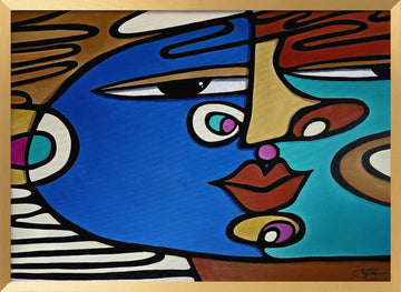 Bold Abstract Face | Poster - Gold Frame Interior