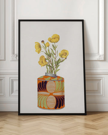 Yellow Flowers Orange Vase | Poster - Room Interior 1